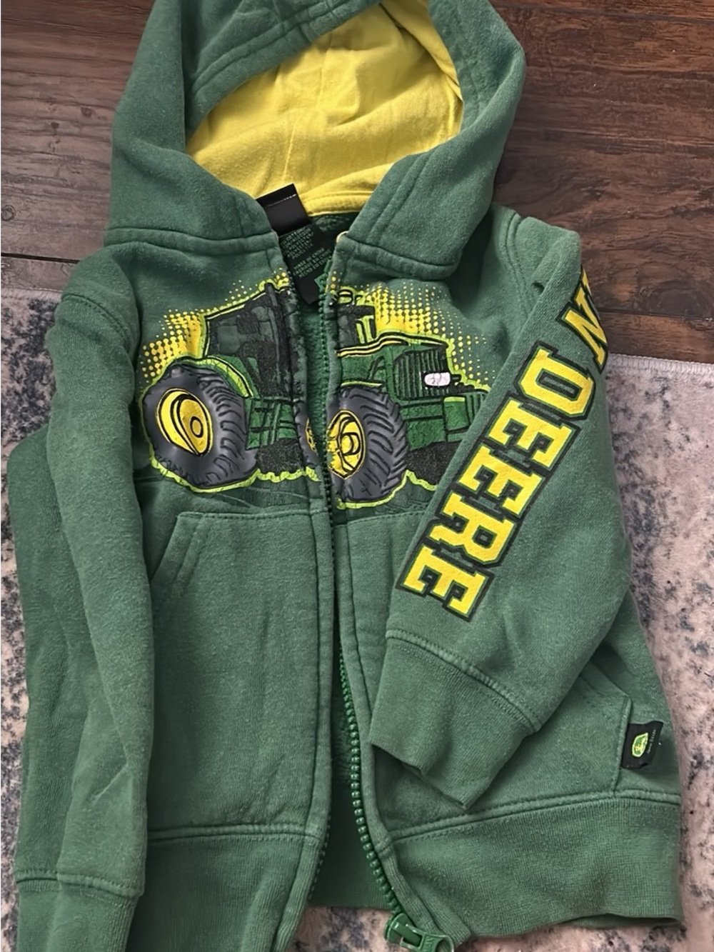 John Deere Green and Yellow Kids' Tractor Zip Hoodie